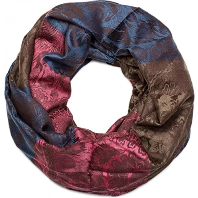 Image of styleBREAKER flowers, hibiscus blossoms, paisley pattern, tube scarf, warm and soft quality, shawl, women 01018058, Colour:Blue brown pink