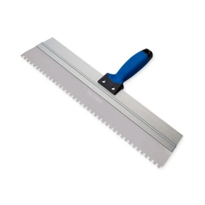 Image of Refina Serrated Plastering spatula notched render with Soft Grip Handle and Stainless Steel Blade 18 6mm square notches for rendering basecoat renders Plasters