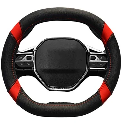 Image of Mayco Bell Microfiber Leather Steering Wheel Cover for Peugeot 208, Black Red