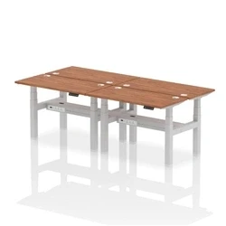Image of Air B2B 1200x600mm Height Adjustable 4P Bench Desk CP Walnut/Silver