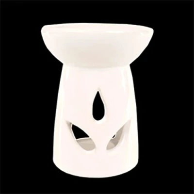 Image of Puckator Ceramic Glossy White Oil Burner Fluted with Round Top