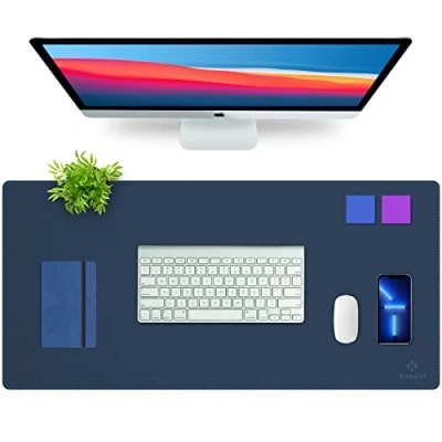 Image of K KNODEL Large Desk Pad, Office Mat, Protector Computer Mat for Desk, Sewing Blotter, Desktop Writing Pad and Home, Laptop (40x80cm, Dark Blue)