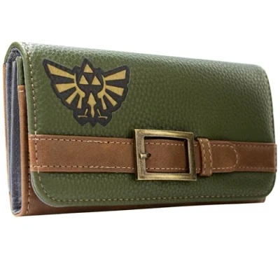 Image of Zelda Tears of The Kingdom Link Tunic Hero Time Purse Tri Fold Coin Pocket &amp; Card Holder, Green