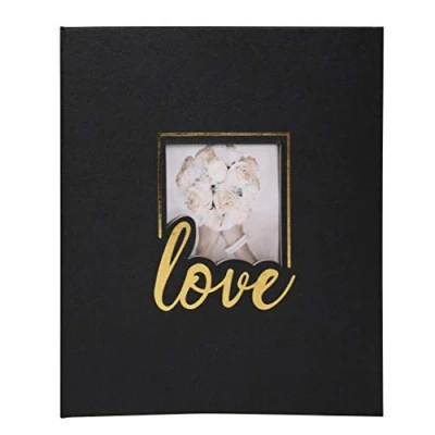 Image of Exacompta Ref 16506E Love Casebound Photo Album 290 x 320mm in Size, 60 Pages, Holds Up To Approx. 300 Photos Suitable for Scrapbooking Black Windowed Cover