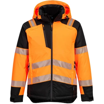 Image of Portwest PW3 Hi Vis Winter Jacket Orange/Black 4XL