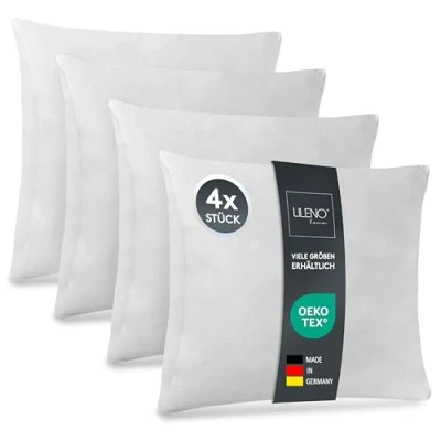 Image of LILENO HOME Set of 4 pillow Fillings 45x55 cm 40C Washable Inner Suitable for Allergies Polyester Couch, Sofa cusion, and as Head Bed