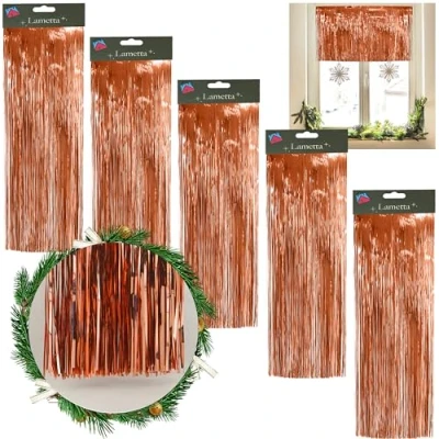 Image of 5PCS Christmas 1.2M Lametta Strands, Angel Hair Xmas Tree Decoration (Pack of 5 Rose Gold Strands)