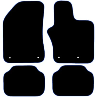 Image of Carsio Carpet Car Mats For Jeep Renegade 2015 onwards 4 Piece Set with Clips Tailored Fit Floor Mat Complete Accessory Black Custom Fitted All Weather, Anti Slip Backing &amp; Blue Trim
