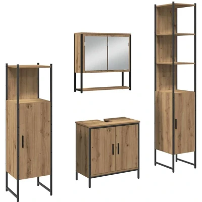 Image of vidaXL 4 Piece Bathroom Furniture Set Artisan Oak Engineered Wood