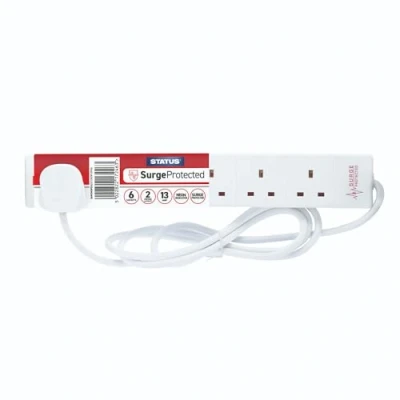 Image of Status 6G White Surge Protected Extension Lead 2 Meters