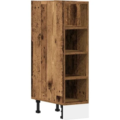 Image of vidaXL bottom cabinet old wood engineered kitchen cupboard with adjustable feet 20x44.5x81.5 cm utility storage in