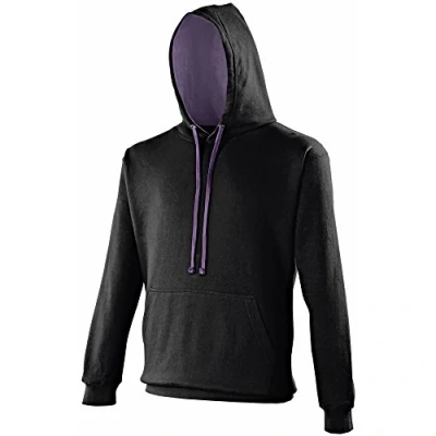Image of AWDis Men&#039;s Varsity Hoodie, Multicoloured (Jet Black Purple), XX Large
