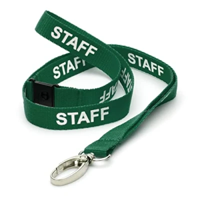 Image of CKB LTD Green Staff LANYARDS Breakaway Safety Lanyard Neck Strap Swivel Metal Clip for ID Card Holder Pull Quick Release Design Pack of 10