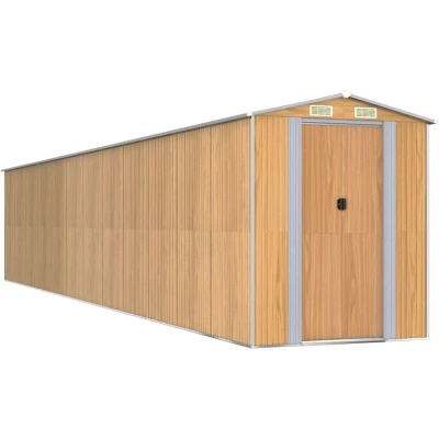 Image of vidaXL Garden Shed Light Brown 192x1021x223 cm Galvanised Steel