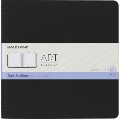 Image of Moleskine 19 x cm Square Size Art Collection Sketch Album, Sketchbook , Paper Suitable for Pens, Pencils, Charcoal, Colour Black, 88 Pages