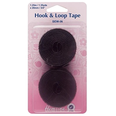 Image of Sew On Hook &amp; Loop Tape: Black Value Pk 20mm
