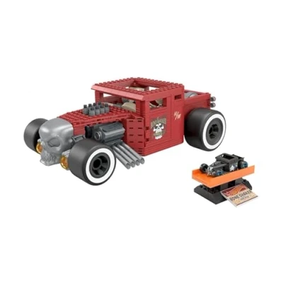Image of MEGA Hot Wheels Vehicle Building Toy Collectible for Adults, 1:18 Scale Bone Shaker with Die Cast Model Fans and Collectors, HBD50