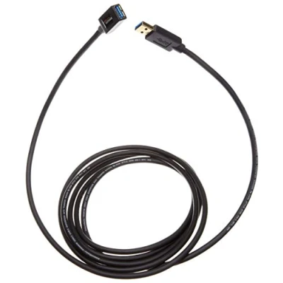 Image of Amazon Basics USB A 3.0 Extension Cable, 4.8Gbps High Speed, Male to Female Gold Plated Connectors, 3 m, Black