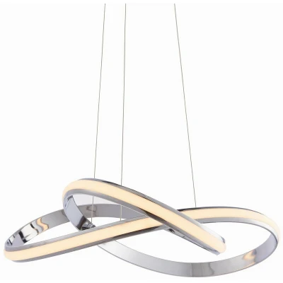 Image of Aria Integrated LED Pendant Chrome Effect Plate &amp; Matt White Silicone 1 Light Dimmable IP20
