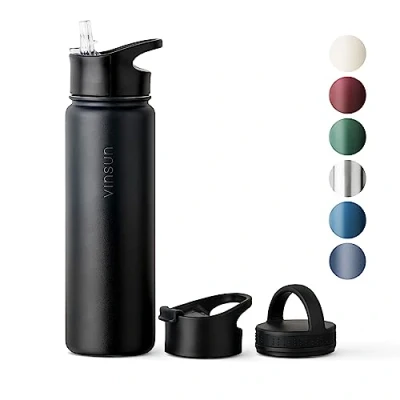 Image of Vinsun Stainless Steel Water Bottle 750ml 3 Lids Leakproof, BPA Free, Lightweight Vacuum Insulated Thermo Flask Travel, Sports, Gym, Bike, School, Work