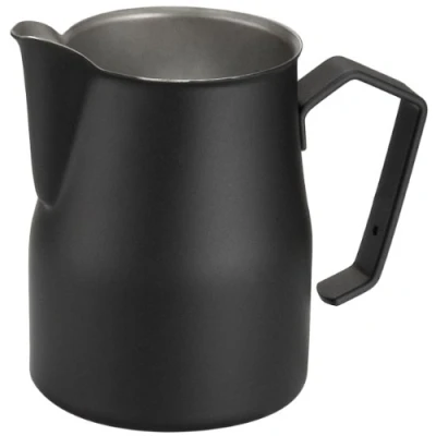 Image of Motta Stainless Steel Professional Milk Pitcher/Jugs, 17 Fluid Ounce, Black