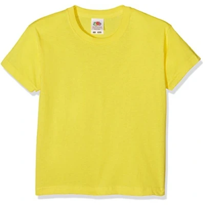 Image of Fruit of the Loom Unisex Kids Valueweight Short Sleeve T Shirt, Yellow, 12 13 Years (Manufacturer Size:34) B