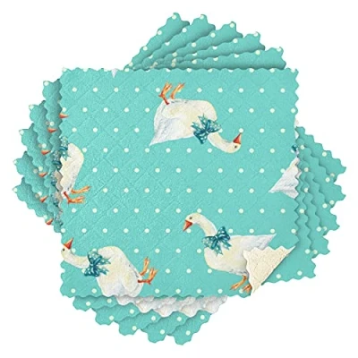 Image of Moyyo 6 Pack Dish Cloths Set, Super Absorbent Cleaning Pretty Goose Velvet Kitchen Tea Towels 28X28cm Reusable Rags WashCloths for Washing Up Drying Dishes Household