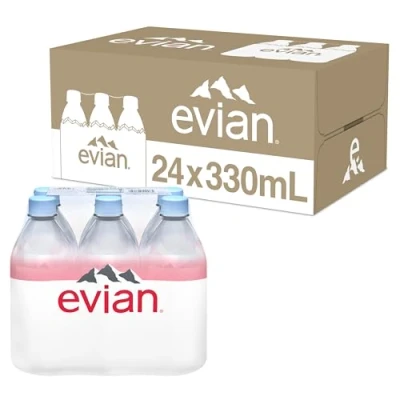 Image of evian Natural Spring Water One Case of 24 Individual 330 ml (11.2 Fl. Oz.) Mini Bottles, Naturally Filtered Small Bottles