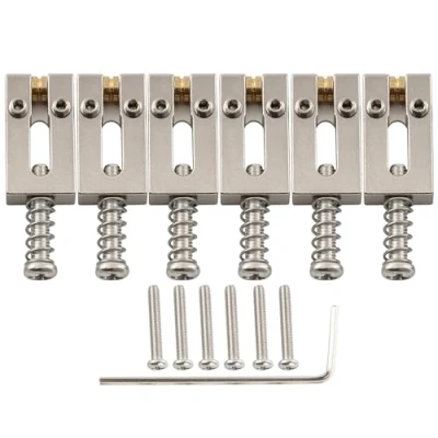 Image of Musiclily Ultra 10.5mm Brass Guitar Tremolo Bridge Roller Saddles for Strat Tele Style Electric Guitar, Nickel (Set of 6)
