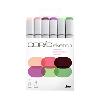 Image of Copic Sketch Coloured Marker Pen Set of 6 Floral Favorites 1, For Art &amp; Crafts, Colouring, Graphics, Highlighter, Design, Anime, Professional Beginners, Supplies Colouring Books