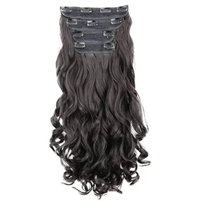 Image of CAISHA XXL 24&quot; 4 pcs Full Head Set Clip in Hair Extensions Hairpiece Heat Resisting Black Brown CES302 1