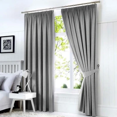 Image of Fusion Silver Grey W66 x L72x Pencil Light 2x Panels Bedroom &amp; Living Room Pleated Curtains and Drapes, Blackout/Thermal Insulated, 66&quot; Width 72&quot; Drop (168 183cm)