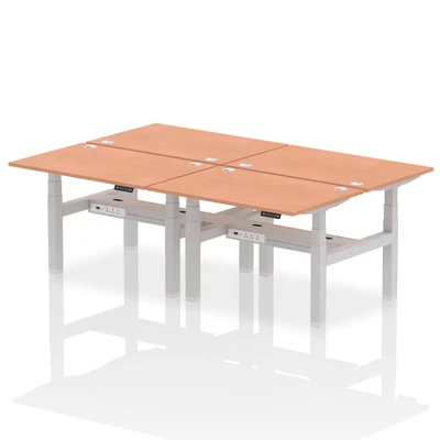 Image of Air B2B 1200x800mm Height Adjustable 4P Bench Desk CP Beech/Silver