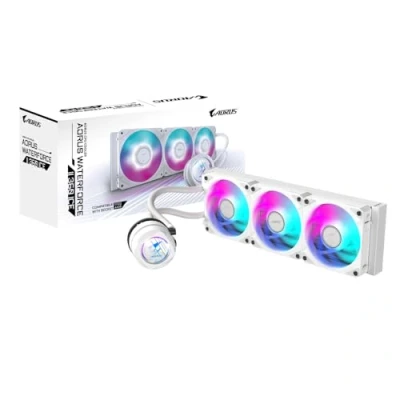 Image of GIGABYTE AORUS WATERFORCE II 360 ICE AIO Liquid CPU Cooler 3x120mm ARGB Fans, slide in interlocking mechanism, DAISY CHAIN, Intel LGA 1851 and AMD AM5 Compatible