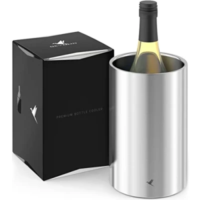 Image of Beyond bottle cooler for wine and champagne bottles doublewalled stainless steel as a gift accessory or bar set garden party