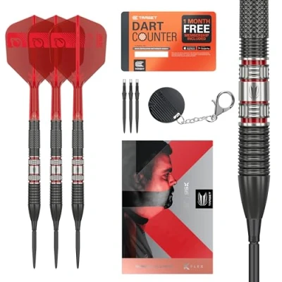 Image of TARGET Darts Gabriel Clemens 95K Steel Tip Swiss Point Darts, 95% Tungsten with K Flex Flights, 21G German Giant Player Edition Points Dart Set