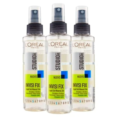 Image of L&#039;Oréal Paris Studio Line Invisi Fix Liquid Gel Mineral Spray Long Lasting 24h No Residue Hold 5 Strong 3 Bottles of 150ml