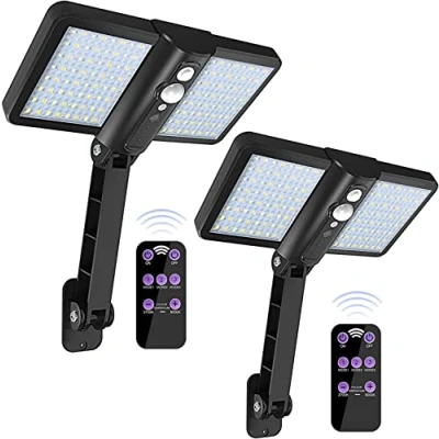 Image of 2 Pack Solar Lights Outdoor, 128 Led Super Bright Lamp, Wireless Waterproof Flood Light, Security Motion Sensor Wall Light for Deck, Fence, Patio, Front Door, Garden, Yard, Shed, Path