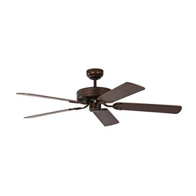 Image of Potkuri 52 inch / 132 cm Ceiling Fan without Lights in Aged Bronze with Pull Cord and Blades Walnut