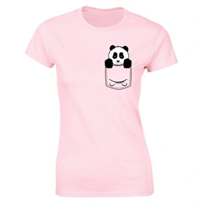 Image of Flip Womens Pocket Panda Bear Cute Animal Print T Shirt Pink UK 18 20 (Plus Size XXL)