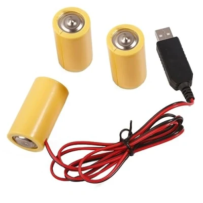 Image of BFLKY 3.1ft Eliminators Cable USB To LR14 C Battery Power Extension Cord Replace 3pcs Batteries
