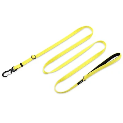 Image of Hyhug Pets Upgraded Adjustable Between 4 Feet and 6 Lead with Sturdy Nylon Super Soft Neoprene lined Handle for Small Medium Large Giant Dogs. (Small, Illuminating Yellow)