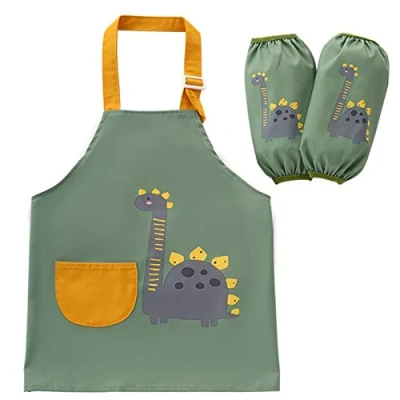 Image of N/0 Waterproof Kids Apron, Apron with Pockets, Adjustable Children Chef Aprons for Boys Girls, Dinosaur 2 Sleeves, Painting, Cooking and Baking Wear (6 9Age)