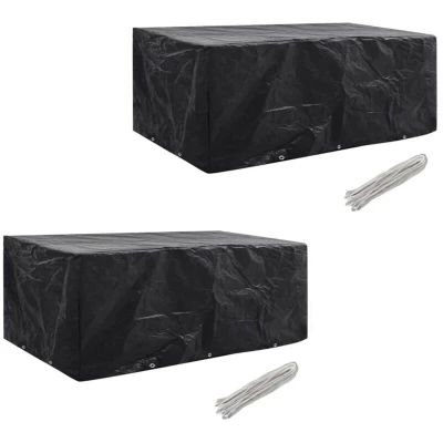 Image of vidaXL Garden Furniture Covers 2pcs 8 Person Poly Rattan 229x113cm