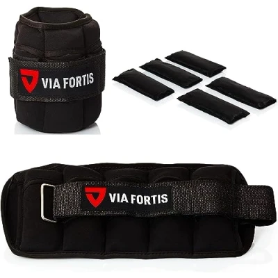 Image of VIA FORTIS Adjustable Weight Cuffs for Legs and Arms [Set of 2] Individually Ankle Weights Includes 5 Bags