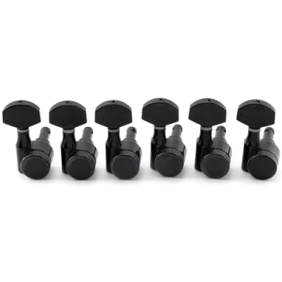 Image of Musiclily Pro 6 in line 15:1 Ratio 1 Pin Full Sealed Locking Machine Heads Tuners Tuning Pegs Keys with Hex Button for SQ Strat Tele Style Electric Guitar, Black