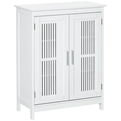 Image of kleankin Narrow Bathroom Cabinet, Slim Storage Unit with Adjustable Shelves, Freestanding Cupboard 60 x 30 80 cm, White