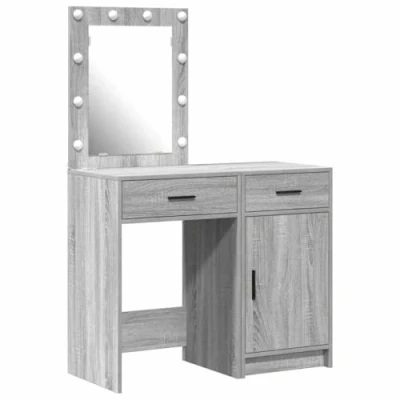 Image of vidaXL 2 Piece Dressing Table Set with LED in Grey Sonoma Engineered Wood