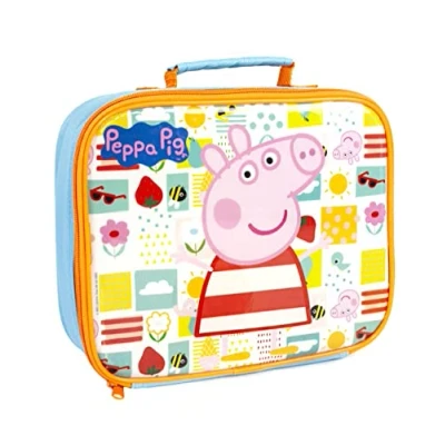 Image of Peppa Pig Lunch Box Set for Kids Children School Food Bag with Carry Handle George Rebecca Rabbit Suzy Sheep Characters One Size