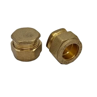 Image of Pipestation 22mm Compression Stop End Connectors Pack of 2 Blank Cap Brass Joint Plumbing Fittings for Copper Pipe Plumbers Fitting